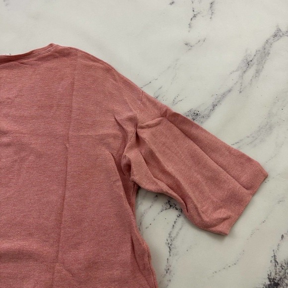 Pure J Jill Pink Oversize Pullover Sweater Sz S V-Neck Front Pocket Silk Cotton - Picture 10 of 12